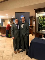 O’Kelly poses with MSUB men’s soccer head coach Alex Balog at the 2017 MSUB Hall of Fame & Distinction induction ceremony.